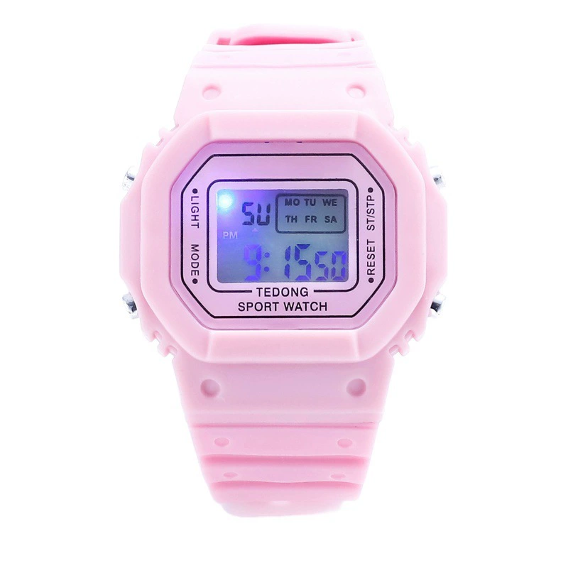 Корейские простые электронные часы в лесном стиле для студентов, квадратные спортивные часы в стиле Ins с сетчатым ремешком.