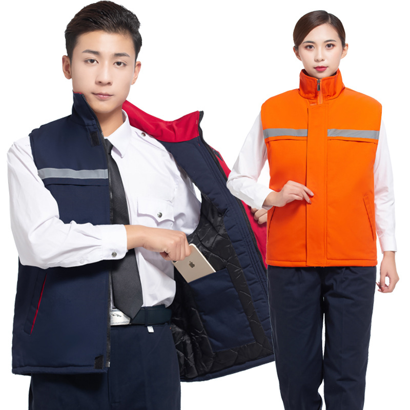 Canvas Cotton Vest with Printed Logo, Factory Workshop Auto Repair Labor Protection Work Clothes Vest, Waistcoat, Winter Thickeneding Customization