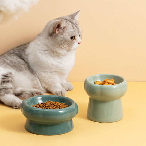 Ceramic cat bowl with high legs to protect cervical vertebrae, cat food bowl, cat and dog basin, drinking bowl, pet snacks, ceramic bowl wholesale