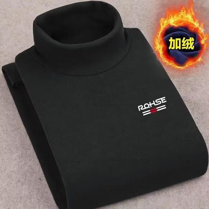 긴 소매 티셔츠 가을과 겨울 새로운 남성 양면 벨벳 남성용 따뜻한 탑 반 터틀넥 바닥 셔츠 기모