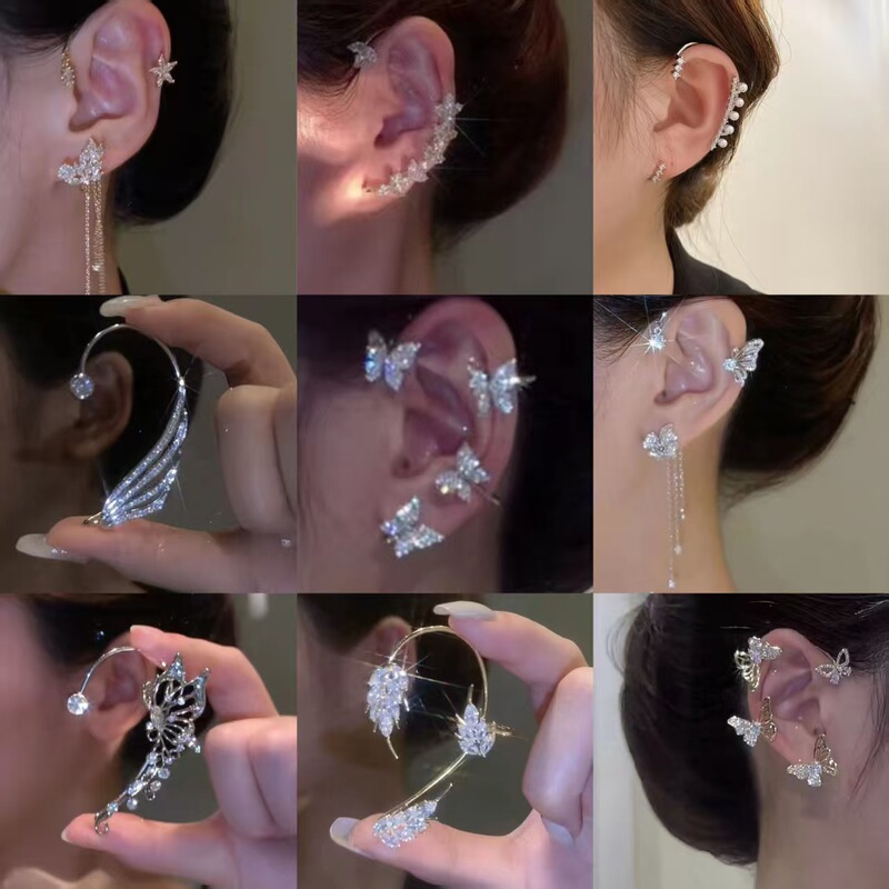 Korean Dongdaemun Butterfly Ear Cuffs and Ear Clips, Non-Pierced, High-End Star Tassel Snowflake 2025 Niche Wholesale