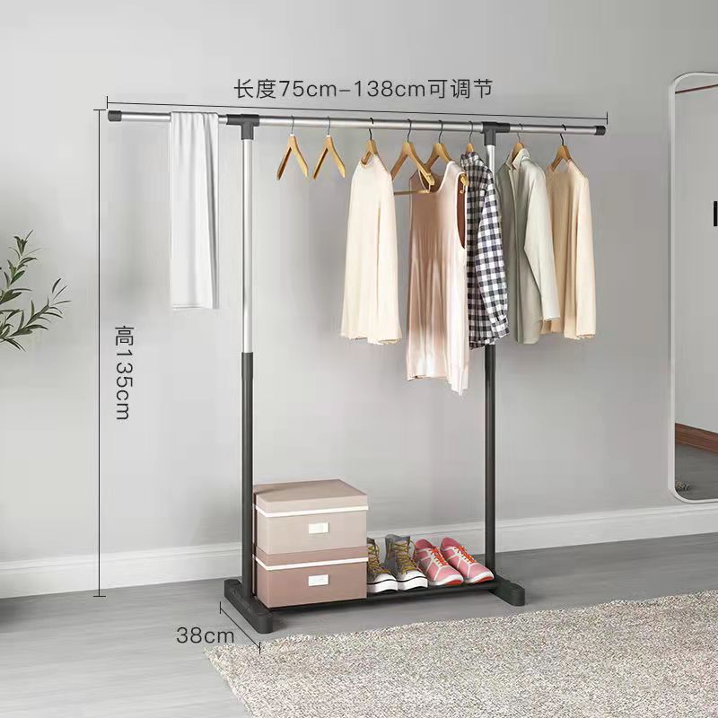 Tendedero de acero inoxidable perchero telescópico de piso de doble poste estante de ropa interior simple esquina percha para el hogar
