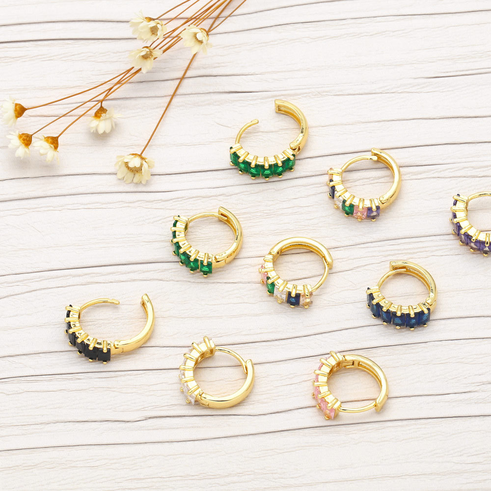 Fashion Round Copper Hoop Earrings Inlay Zircon Copper Earrings