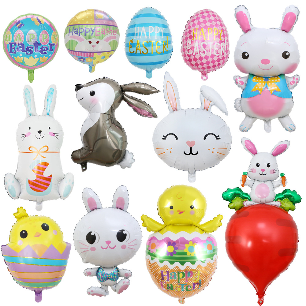 HAPPY EASTER Easter Party Decoration Rabbit Aluminum Film Balloons Chicken Egg Aluminum Foil Balloons
