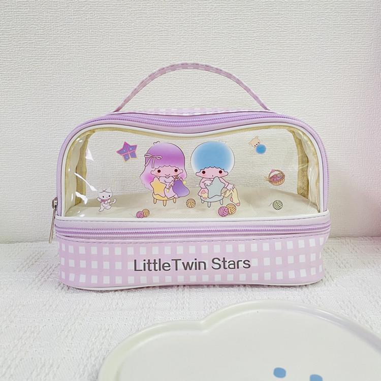 Nuevo de gran capacidad transparente de doble capa caja de lápiz portátil cremallera bolsa de almacenamiento bolsa de cosméticos coolomi Pacha perro papelería bolsa