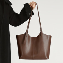 真皮女包2026新款二层牛皮女士单肩包时尚潮流大容量托特包水桶包