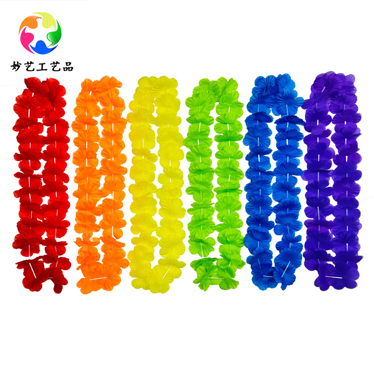 Hawaiian poliéster 50 guirlandas conjunto de guirlandas de cuello guirlandas de fiesta de cumpleaños