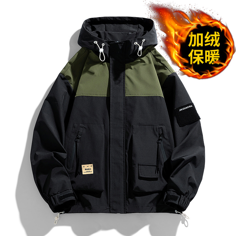 Youth handsome all-match loose casual color matching multi-pocket jacket couple hooded jacket Spring and Autumn new fashion brand Youth handsome all-match loose casual color matching multi-pocket jacket couple hooded jacket Spring and Autumn new fashion brand