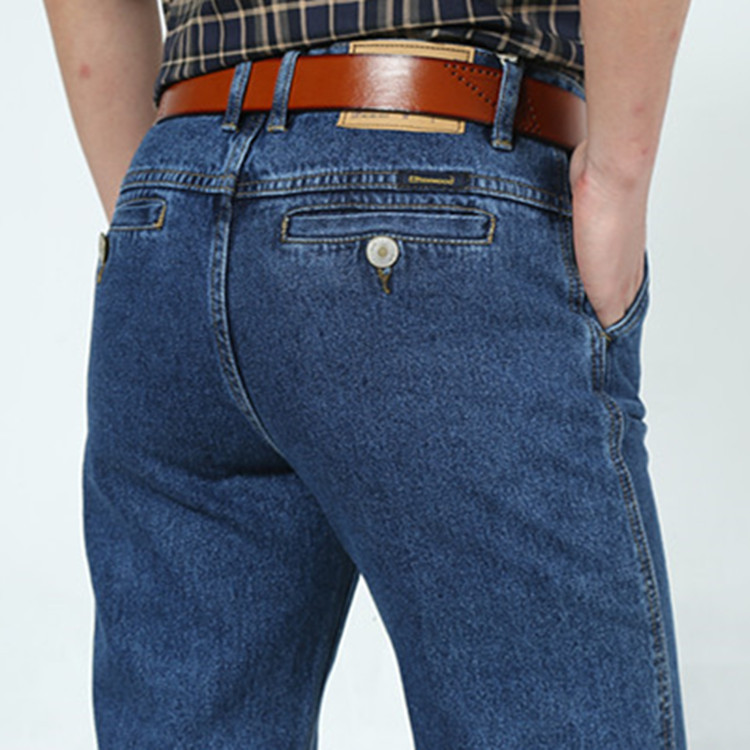Spring and Autumn Thick Apple Jeans Men's Straight-Leg Loose Middle-Aged Dad's Casual Pants with High Waist and Inclined Bag