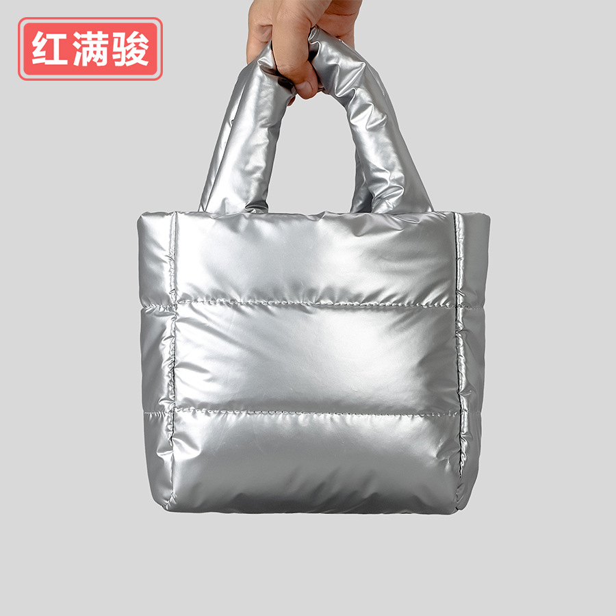 Solid color nylon small design shoulder bag with down