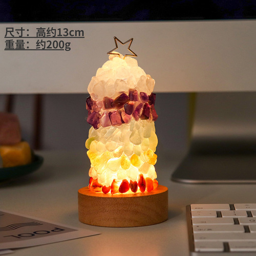 Natural seven-color crystal gravel night light ornaments Colorful gem stone bedroom bedside lamp USB lighting wholesale