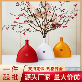 Manufacturer wholesale plastic decorative vases, home flower pots, flat lucky bags, red fruit wedding lucky buckets, plastic simulated flower pots