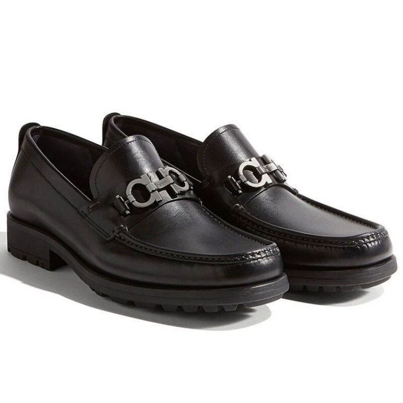 Европейские деловые повседневные кожаные туфли высокого класса для мужчин, американские лоферы без шнуровки с квадратным носком на толстой подошве, туфли Boss