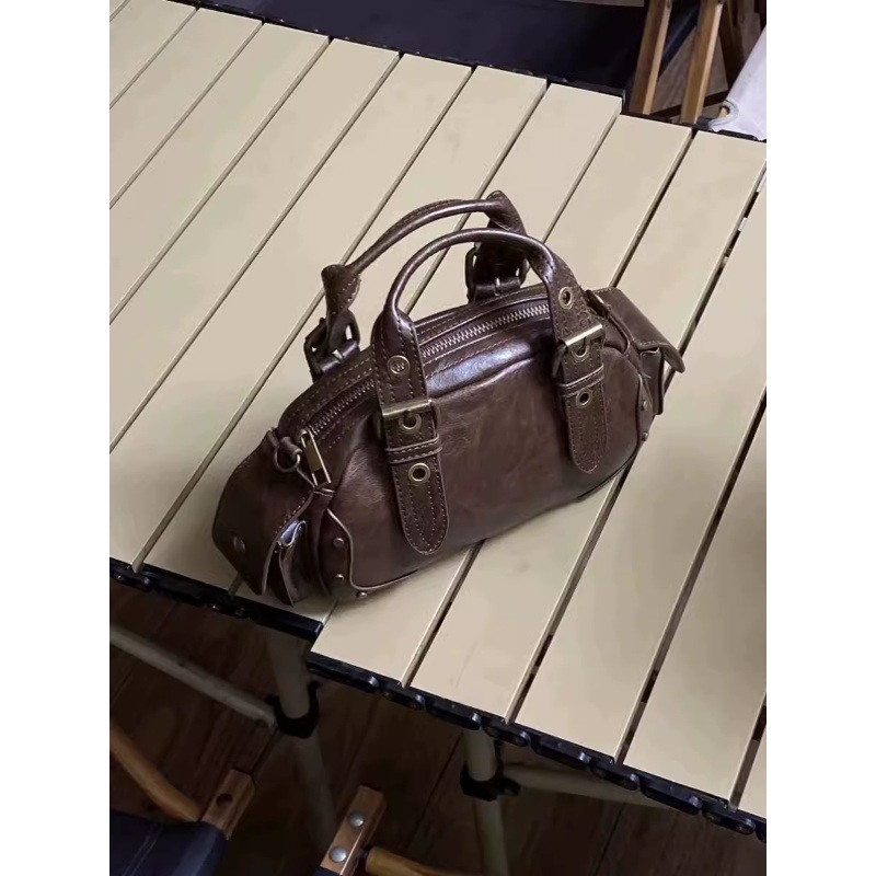 Niche Design Retro Handheld Motorcycle Bag For Women 2024 New Fashion Trendy Brand Bowling Shoulder Crossbody Bag - Thumbnail 3