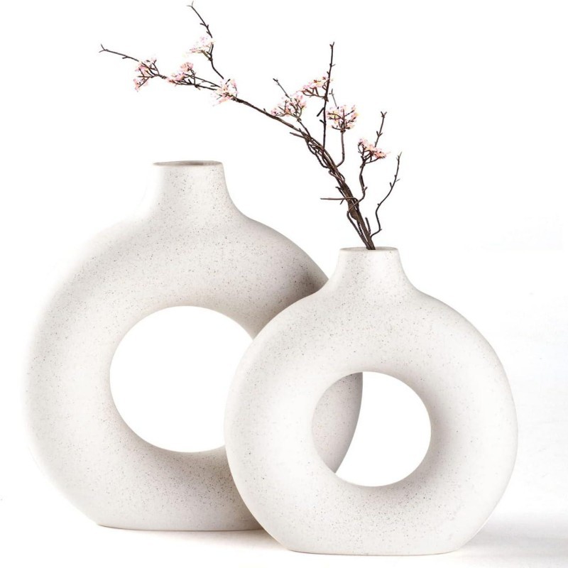 Cross-border Temu Donut White Spot Ceramic Vase Flower Arrangement…