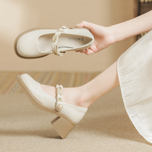 Mary Jane shoes for women  new spring and autumn British style shoes with skirts flat French shallow mouth small leather shoes summer