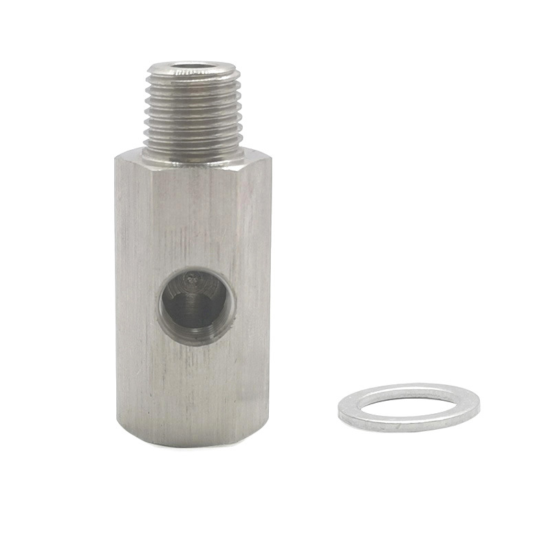 Automotriz 1/4NPT roscado interno y externo 1/8NPT orificio lateral adaptador hidráulico conector de tubería de suministro de aceite turboalimentado