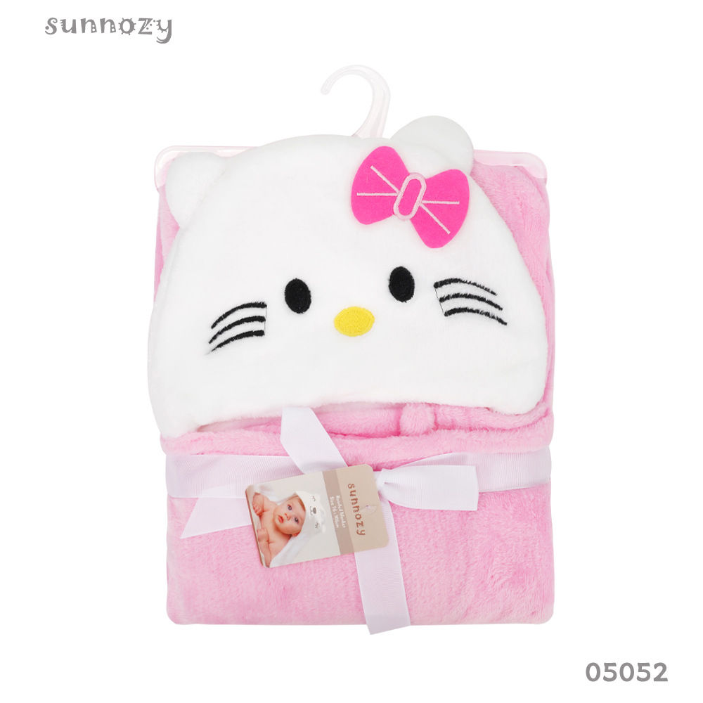 Manta de Coral para Bebés Sunnozy, Universal para Todas las Estaciones, con Capucha, Diseño de Dibujos Animados, Suave