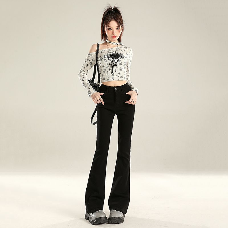 Black Jeans for Women, Micro-Flare Jeans, Wide-Leg Loose Straight Jeans, Guangzhou Xintang Jeans