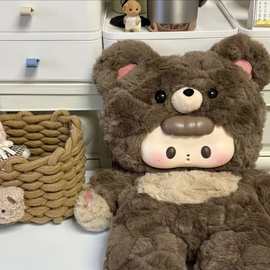 可爱小熊孩子双肩背包女高颜值搪胶毛绒玩偶包包女生礼物大容量包