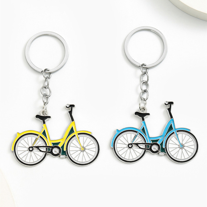 Foreign Trade Cross-border Fashion Dynamic Small Bicycle Metal Keychain Hanging Simulation Metal Bicycle Small Gift Pendant