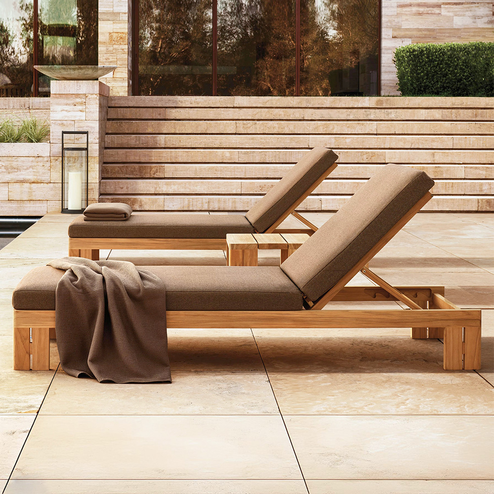 Sofá de teca al aire libre patio terraza terraza día impermeable muebles de jardín al aire libre hotel sofá de madera maciza image 4