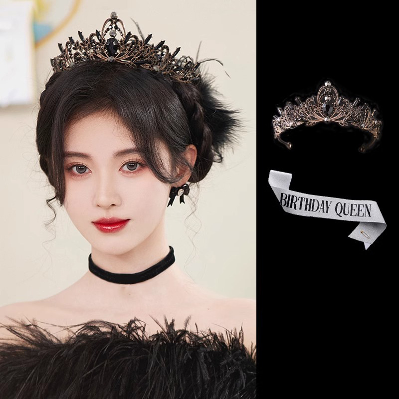 誕生日女性パーティー装飾クラウンヘアアクセサリー儀式誕生日女王ヘアフープインターネット有名人の写真の小道具|undefined