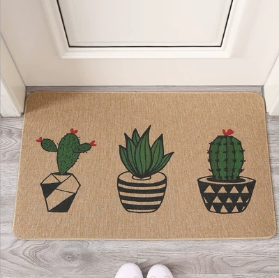 Avtomobil döşəmə paspasları — linen floor mat for home - cactus-2-4060cm-linen