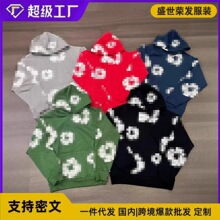 现货跨境电商欧美发泡印花宽松男士卫衣运动服套装男连帽卫衣男女