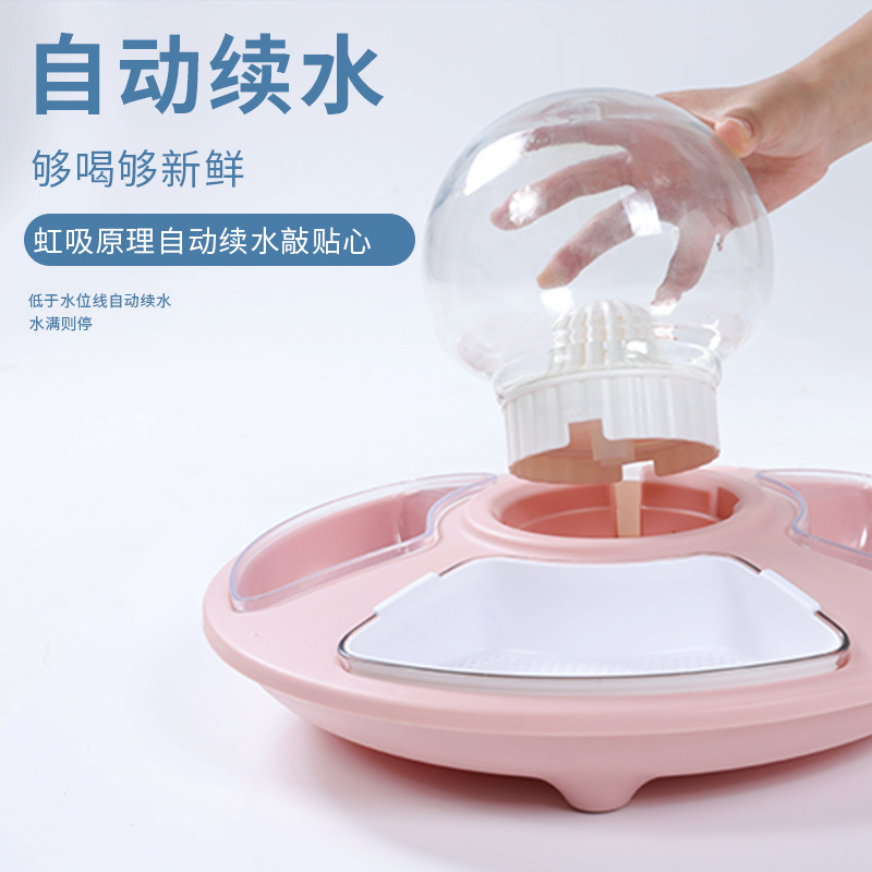 Multi-Función de alimentador de gato automático beber Pet Bowl gato hierba cuenca antidetonantes vajilla gato tazón de arroz tazón de agua