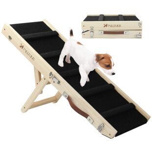 Adjustable Solid Wood Ramp Dog Stairs for Elderly Dogs, Suitable for Climbing in and Out of Cars and Sofas, Foldable