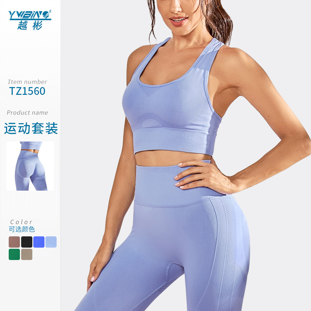 Deportes yoga ropa de entrenamiento de dos piezas alta elástica transpirable desmontable pecho pad ropa de entrenamiento cintura alta cadera levantamiento ropa para correr para mujeres
