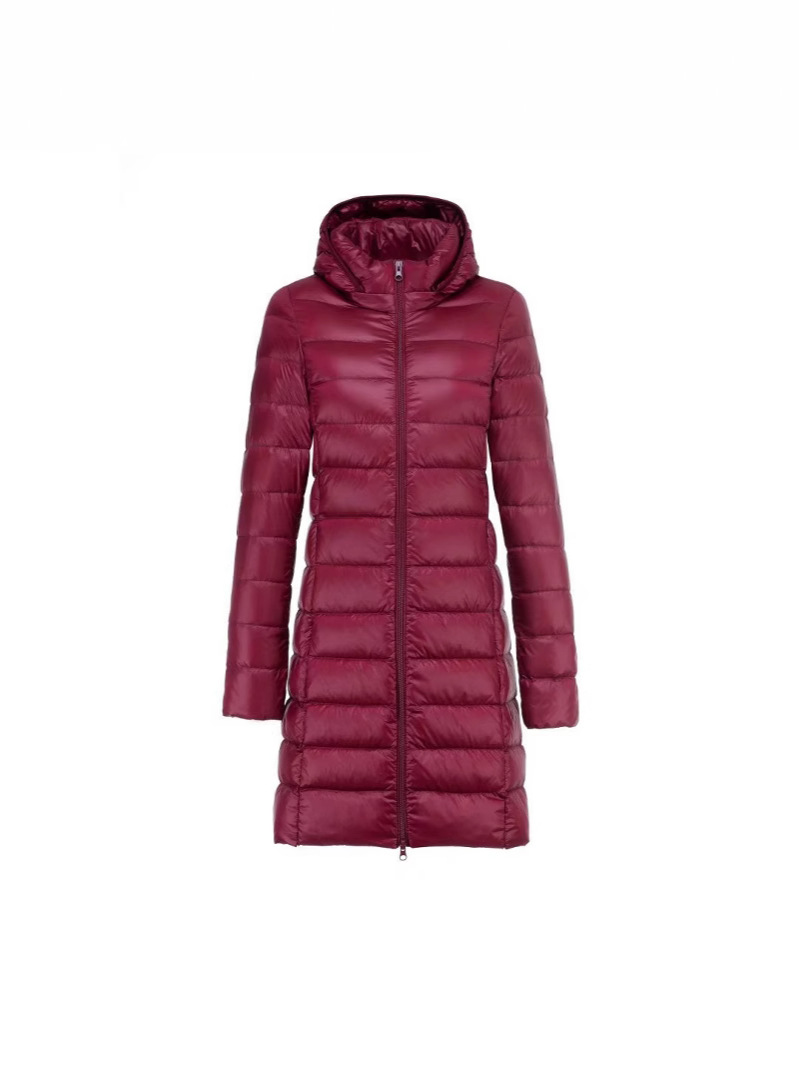 Invierno de mediana edad y ancianos de mediana edad, madre de longitud media, chaqueta de plumón ligera de gran tamaño, gorra extraíble y chaqueta de invierno de gran tamaño