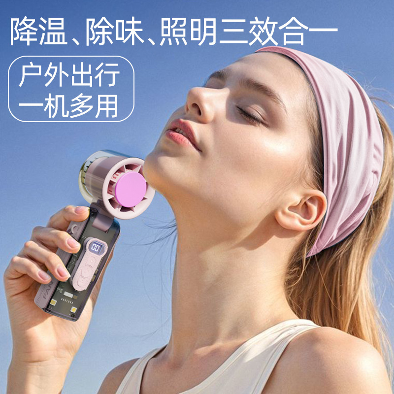 新款手持高速香薰风扇USB迷你桌面涡轮便携式户外透明机甲风扇|undefined