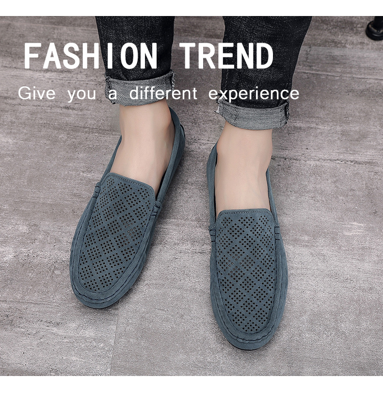 Permeable hollow casual trend men's shoes a slip-on low-help foot loafers_voghion.com
