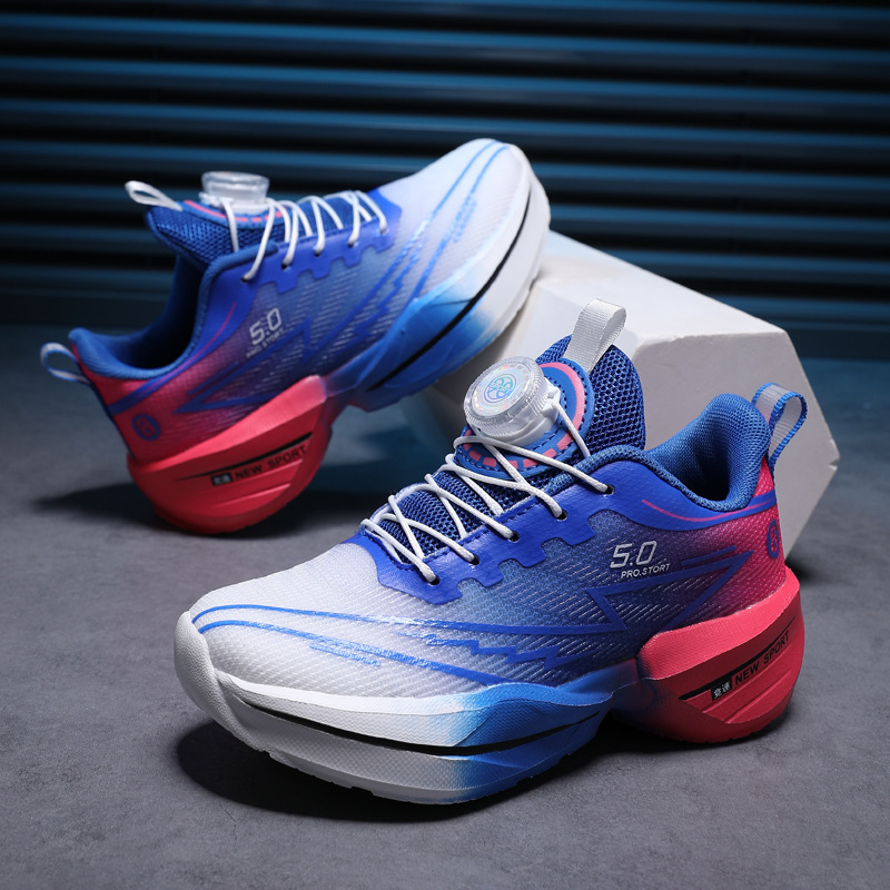 2025 Autumn New Rotating Button Children's Running Shoes Primary School Sports Carbon Plate Sports Shoes Men's Ultra-Light Shock Absorption