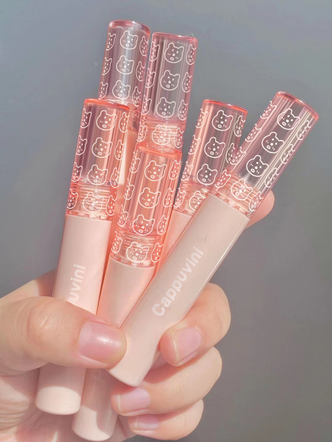 Capo Vini Bubble Bear Lip Gloss Mirror Water Light Glass Pouty Lip Lipstick for Women, affordable student milk tea color Lip gloss undefined