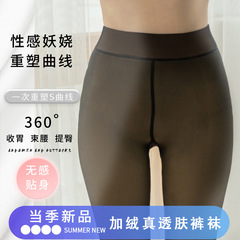 Stewardess Gray Autumn/Winter Style Leggings with Thickened Fleece for Women, Black False Sheer Leggings with Warm Insulation