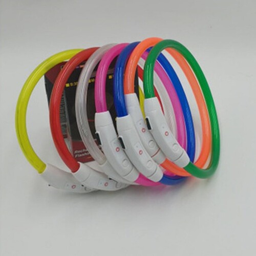 Pet Supplies LED Dog Light Collar USB Charging Neck Collar Teddy Night Light Neck Strap for Small, Medium, and Large Dogs
