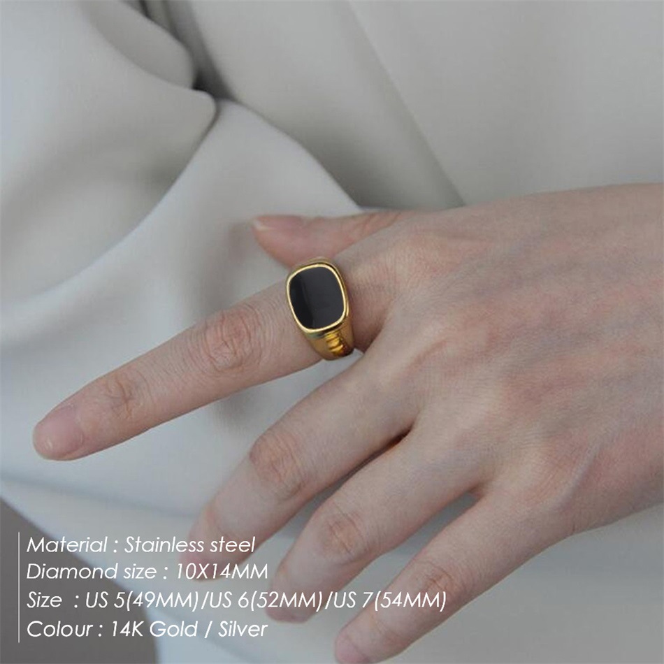 Fashion Geometric Stainless Steel Rings Metal Inlaid Shell Shell Stainless Steel Rings
