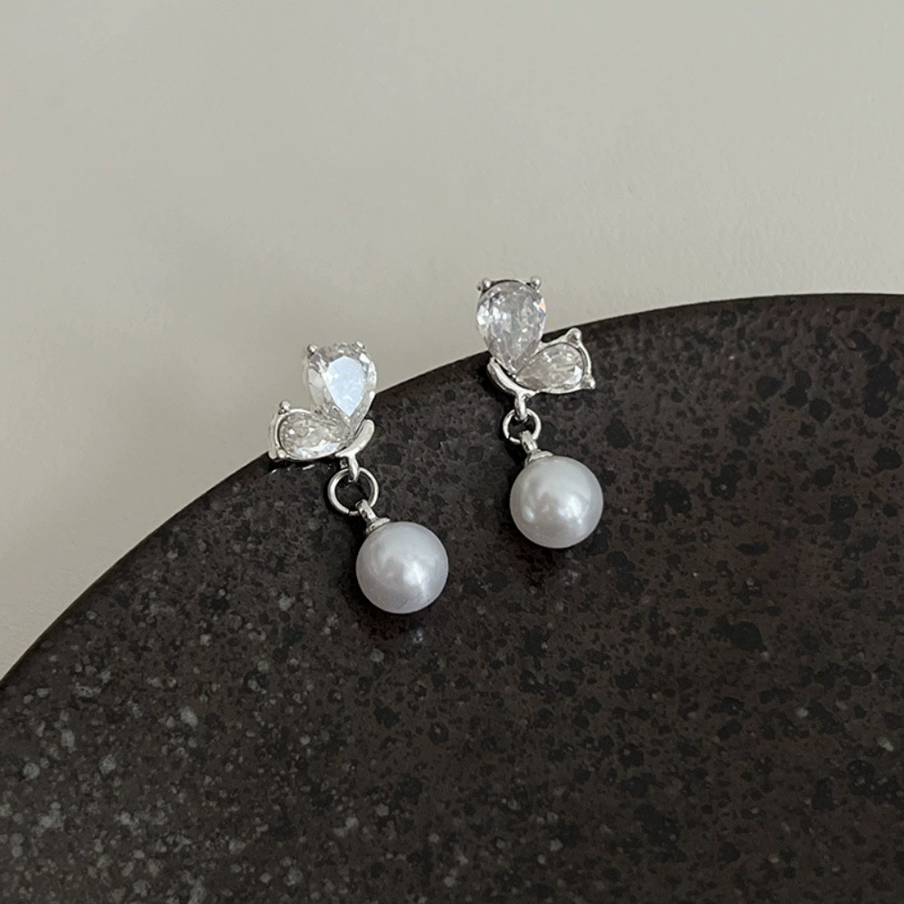 Earrings from pearl, small design ear clips, silver 925 sample