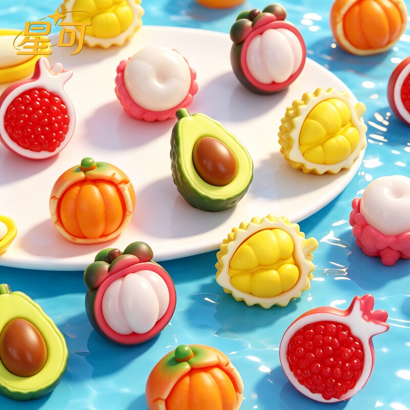 Simulated Fruit Resin Accessories: Durian, Pomegranate, Orange, Mangosteen. DIY Food and Play Materials, Handmade Micro-Landscape Ornaments
