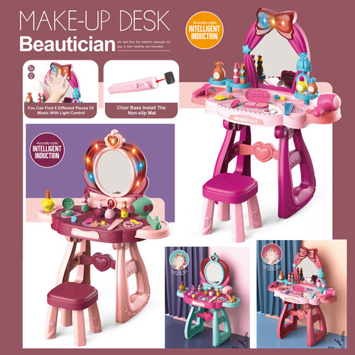 Cross-border children's induction music girl's dressing table accessories set simulation dressing table play house makeup toys