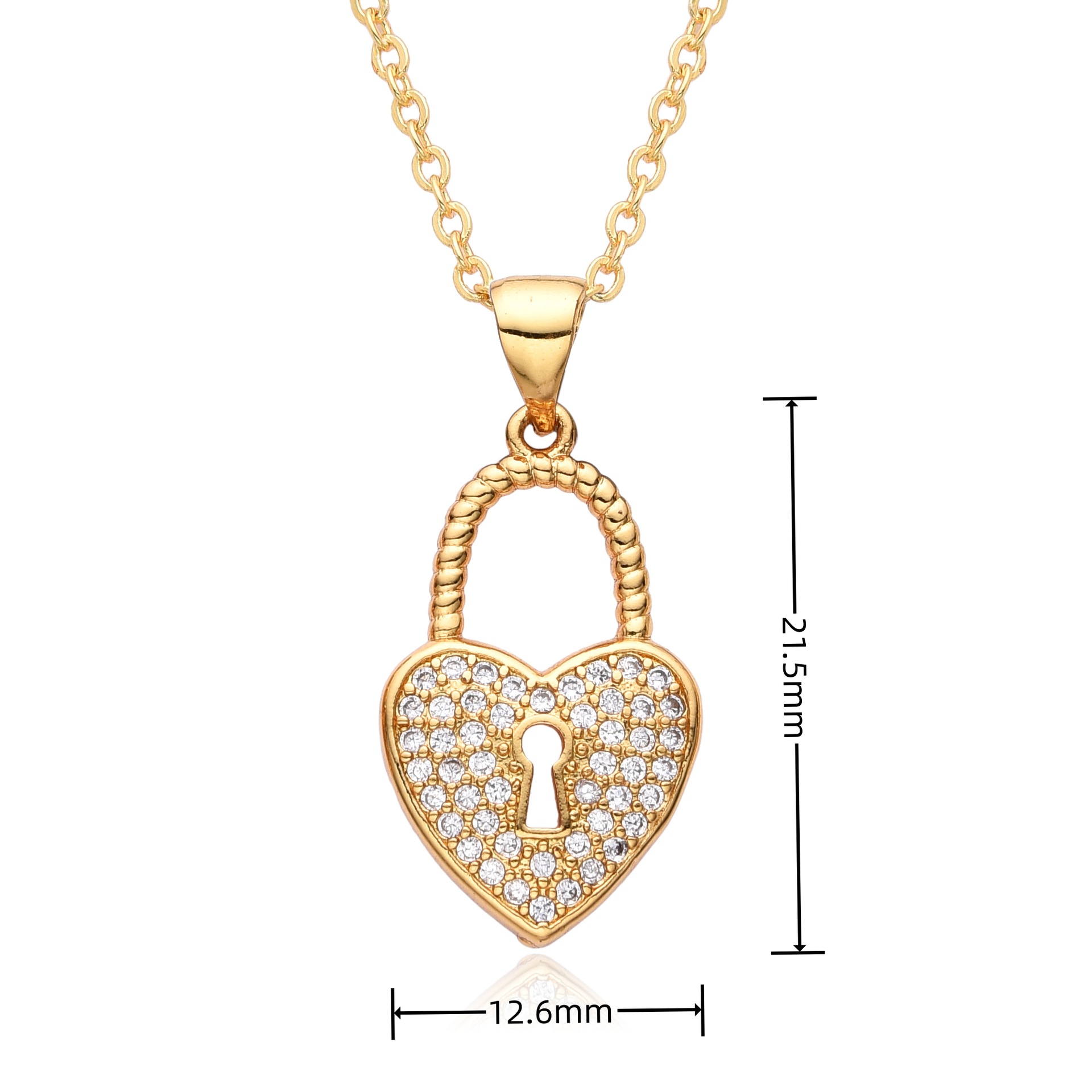 8g Weight Copper Pendant Material Zircon Inlay Material Pendant Necklace Classification Copper Chain Material 1 Piece Quantity Daily, Date Occasion Copper Material Heart Shape, Lock Pattern Women's Gender Inlay Design Elegant, Shiny Style Copper Inlay Heart Shape Lock Zircon Pendant Necklace 10