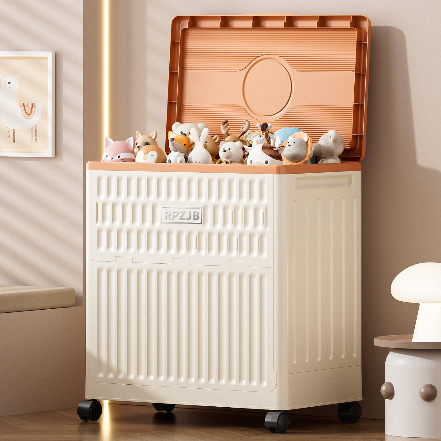 折叠收纳箱家用翻盖大容量带滑轮衣物整理箱高级多功能玩具收纳箱