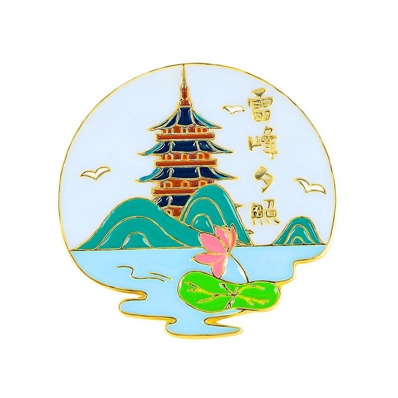 새로운 항저우 관광 기념품 금속 냉장고 스티커 WENCHUANG WEST LAKE 10 풍경 자기 장식 명소 선물