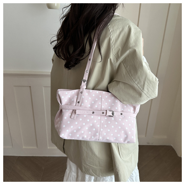Polka Dot Bear Charm Soft Zip Tote Bag 17