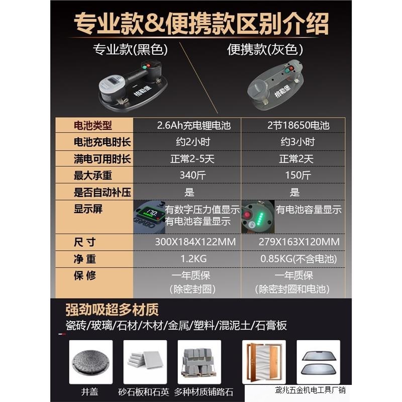 電動真空吸盤タイル強吸提器グルー電動ガラス吸盤グラボ自動デジタル表示メーカー|undefined