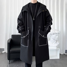 中长款风衣男春秋过膝大衣帅气轻奢外套宽松外穿上衣连帽披风