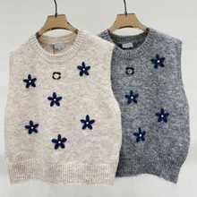 南油女装小香家新款针织衫背心马甲刺绣五角星短款露脐气质清纯装